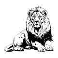 brush painting ink draw isolated lion illustration Royalty Free Stock Photo