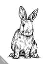 Brush painting ink draw isolated rabbit illustration