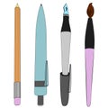 Brush pen ballpoint pencil sketch collection vector