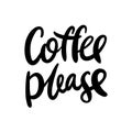 Brush pen lettering with phrase coffee please