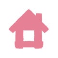 Brush pink house. Hand drawing home icon. Vector illustration Royalty Free Stock Photo