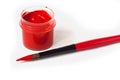 Brush with a plastic paint pot isolated on a white background Royalty Free Stock Photo
