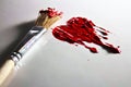 Brush and red color pinted heart Royalty Free Stock Photo