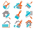 Brush and roller icons set