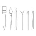 Set of different artistic brushes for various materials in line graphics