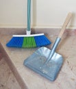 Brush and small shovel, building cleaning, cleaning of stairs and corridors