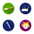 Brush, spatula, caliper, hand circular. Build and repair set collection icons in monochrome style vector symbol stock