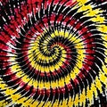 Brush Spiral Psychedelic Poster Black Spiral Tie Dye Swirl Red Psychedelic Color Yellow Tie Dye Bright Royalty Free Stock Photo