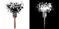 Brush with splashes of white/black ink. On white/black background Royalty Free Stock Photo