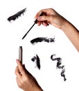 Brush stroke of black shade of mascara on white Royalty Free Stock Photo