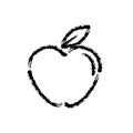 Brush stroke hand drawn vector icon of apple fruit Royalty Free Stock Photo