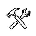 Brush stroke hand drawn vector icon of repair tools Royalty Free Stock Photo