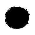 Brush stroke isolated white background. Circle black paint brush. Grunge texture round stroke. Art ink dirty design