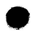 Brush stroke isolated white background. Circle black paint brush. Grunge texture round stroke. Art ink dirty design