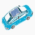 Brush Stroke Top View Solar Electric Car Vector Illustration Royalty Free Stock Photo