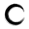 Brush strokes circle. Round spiral. Wavy cycle. Circular pattern. Black frame on white background. Rotate ring. Circe line. Border