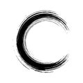 Brush strokes circle. Round spiral. Wavy cycle. Circular pattern. Black frame on white background. Rotate ring. Circe line