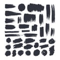 Brush strokes collection. Grunge design elements. Hand made paint strokes. Vector illustration