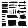 Brush strokes and grunge texture banners. Rectangle text boxes. Vector