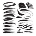 Brush strokes ink black painting - creative set. Dirty artistic design elements. Vector illustration. Royalty Free Stock Photo