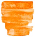 Orange watercolor brush paint stroke, blot, blemish, stain