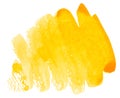 Yellow watercolor brush paint stroke, blot, blemish, stain Royalty Free Stock Photo