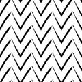 Brush strokes seamless pattern. Freehand horizontal zigzag stripes. Repeated chevron lines background. Grunge geometric