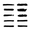 Brush strokes set, black hand paint streaks Royalty Free Stock Photo