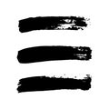 Brush strokes set, isolated white background. Black paint brush. Grunge texture stroke line. Art ink dirty design Royalty Free Stock Photo