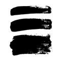 Brush strokes set, isolated white background. Black paint brush. Grunge texture stroke line. Art ink dirty design Royalty Free Stock Photo