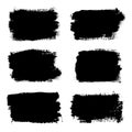 Brush strokes set, isolated white background. Black paint brush. Grunge texture stroke line. Art ink dirty design Royalty Free Stock Photo