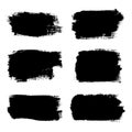 Brush strokes set, isolated white background. Black paint brush. Grunge texture stroke line. Art ink dirty design Royalty Free Stock Photo