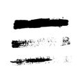 Brush strokes set, isolated white background. Black paint brush. Grunge texture stroke line. Art ink dirty design Royalty Free Stock Photo