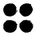 Brush strokes set isolated white background. Circle black paint brush. Grunge texture round stroke. Ink dirty design Royalty Free Stock Photo