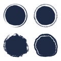 Brush strokes text boxes.  Grunge design elements.  Round frames Set. Dirty texture banners. Ink splatters. Painted objects.  Brus Royalty Free Stock Photo