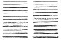 Brush strokes vector set. Crayon and chalk underline hand drawn marks. Pen and pencil sketch scribbles. Charcoal texture Royalty Free Stock Photo