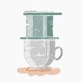 Brush Strokes Vietnamese Drip Coffee Vector Illustration