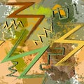 Brush strokes zigzag textured seamless pattern. Doodle zig zag lines watercolor background. Grunge abstract dirty backdrop. Brush
