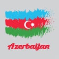 Brush style color flag of Azerbaijan, a horizontal tricolor of blue, red, and green, with a white crescent and star. Royalty Free Stock Photo