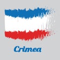 Brush style color flag of Crimea, a blue white and red triband. with text Crimea.