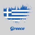 Brush style color flag of Greece, Nine stripes of blue and white; a white cross on a blue square.