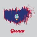 Brush style color flag of Guam, dark blue background with a thin red border and the Seal of Guam.