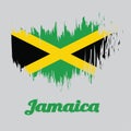 Brush style color flag of Jamaica Flag, A gold diagonal cross divides the field into four triangles of green and black.