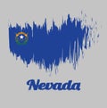 Brush style color flag of Nevada, Solid cobalt blue field. The canton contains two sagebrush branches encircling a silver star.