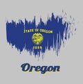 Brush style color flag of Oregon, Seal of Oregon in gold on an azure field. Above the seal the text State of Oregon. Royalty Free Stock Photo