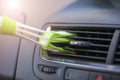 A brush to remove dust in the vents from the air conditioner car,  a brush for wiping dust on the dashboard of the car Royalty Free Stock Photo