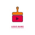 brush and vidio combination logo icon vector