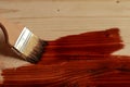 Brush and wooden surface dyed with mordant Royalty Free Stock Photo