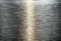 Brushed aluminum surface showing metallic texture and horizontal lines with light reflection Royalty Free Stock Photo