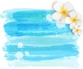 Brushed backgrounds with flowers. Blue colored.